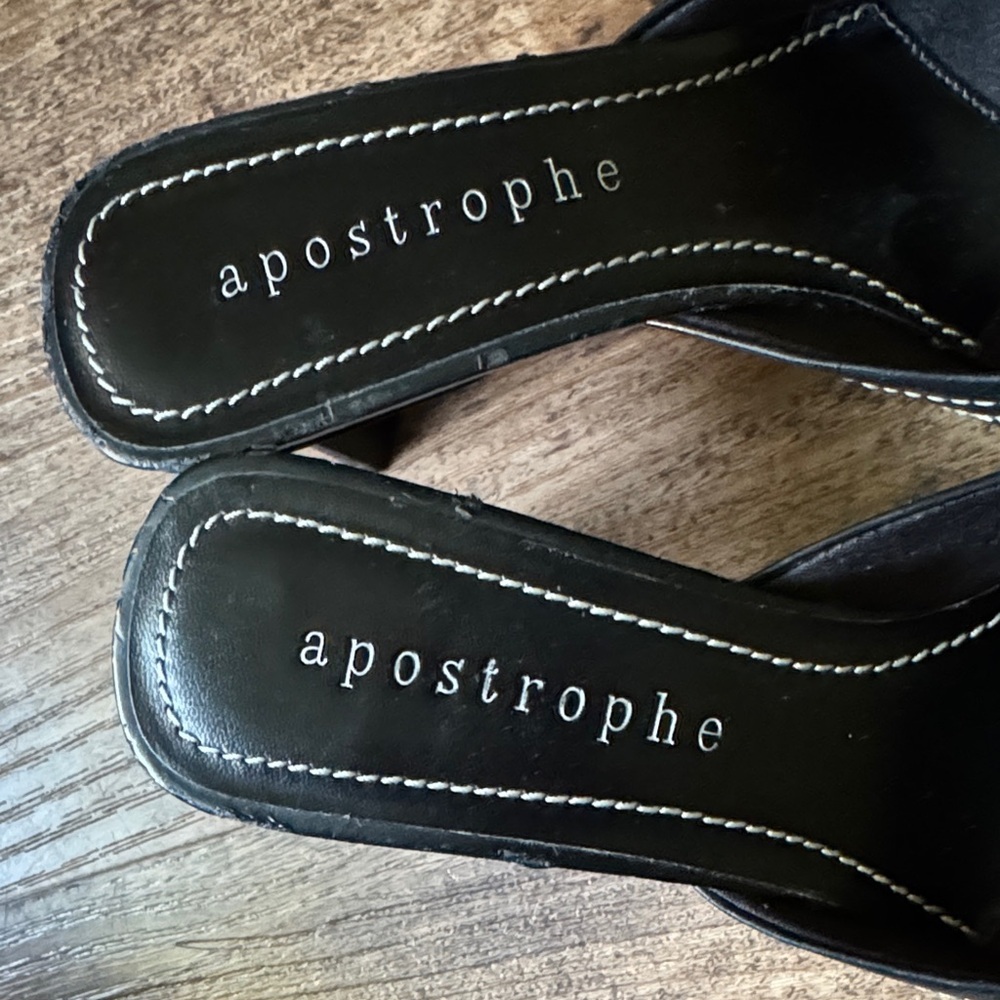 Apostrophe Black Leather Mules Womens - Picture 2 of 6